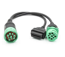 Load image into Gallery viewer, Y-Cable Adapter 9 Pin to OBD2 Interface OBDII Y Splitter Truck J1939 9 Pin