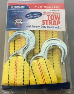 Peerless  2"X15' TOW STRAP W/HOOKS 9000 lbs -1/PAK, 2951011